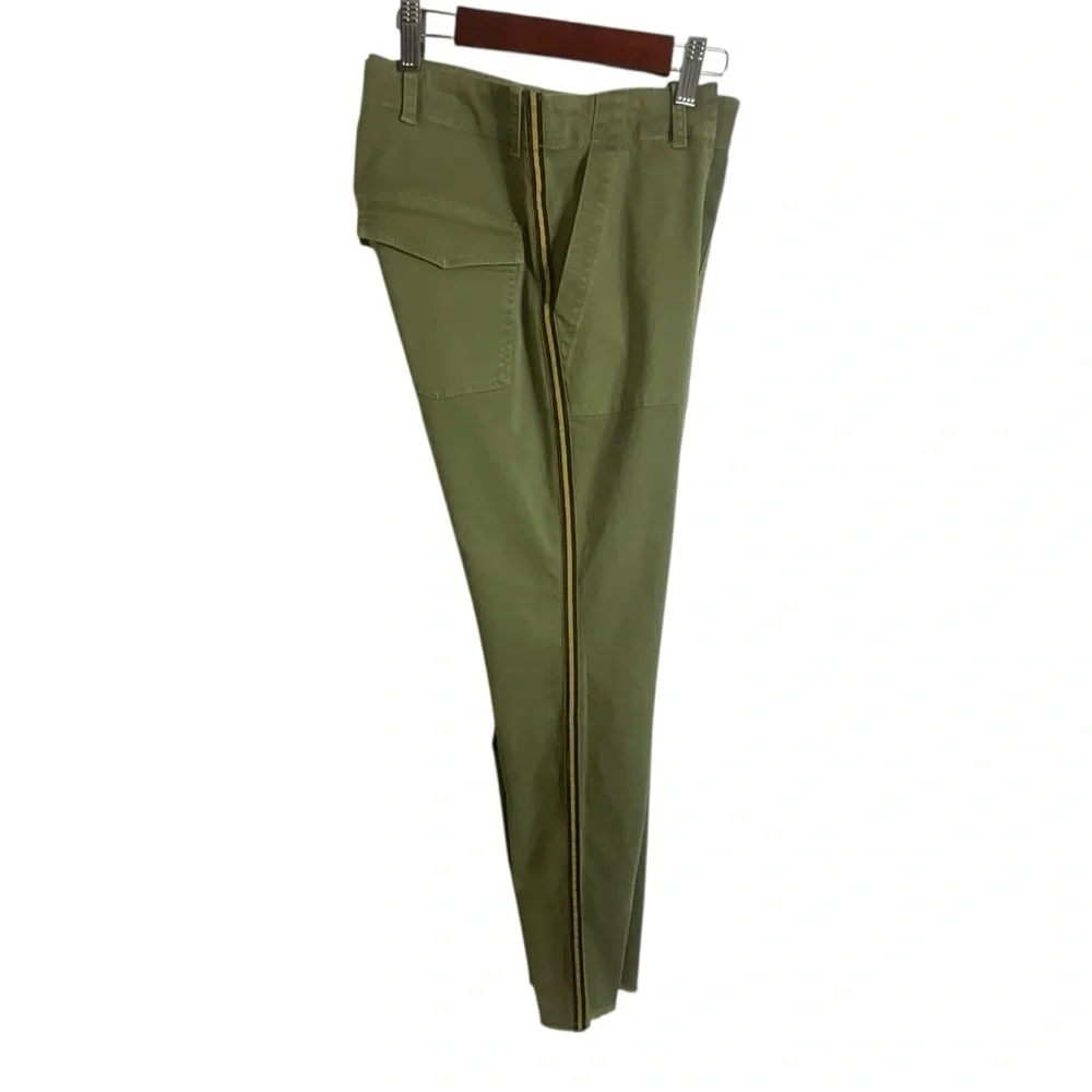 NiLi Lotan Raw Hem‎ Crop Cotton Stretch Twill Pant in Green